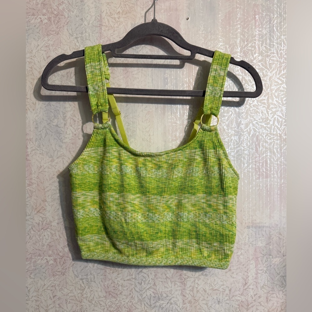 Aerie Lime Green Ribbed Crop Top,‎ Activewear, Comfortable, Lightweight, Sz XL